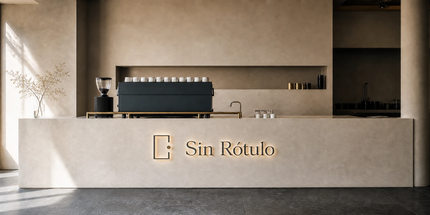 La barra de Sin Rótulo vista de frente, sin decoración